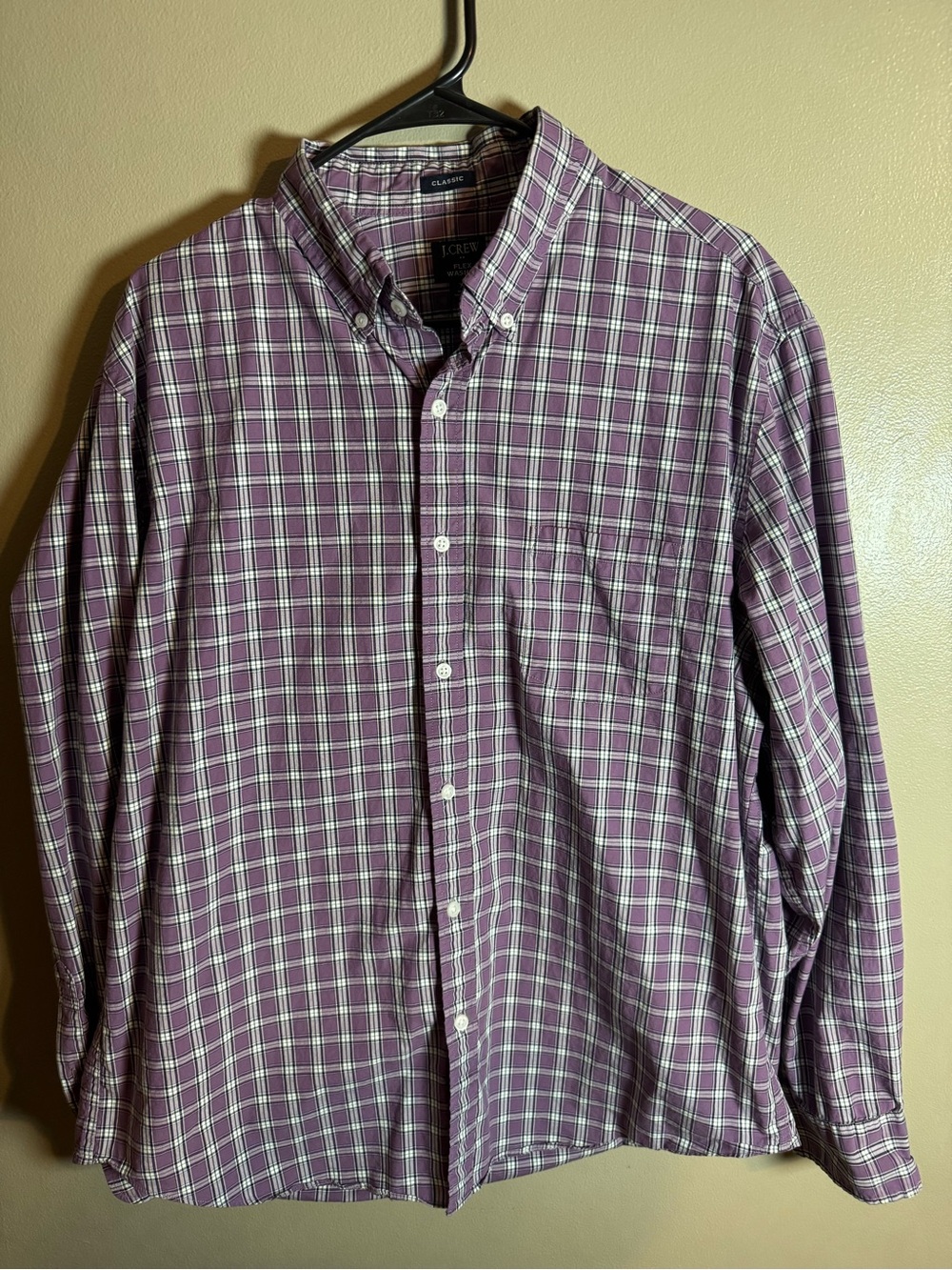 J. Crew Purple and White Plaid Button-Down Shirt